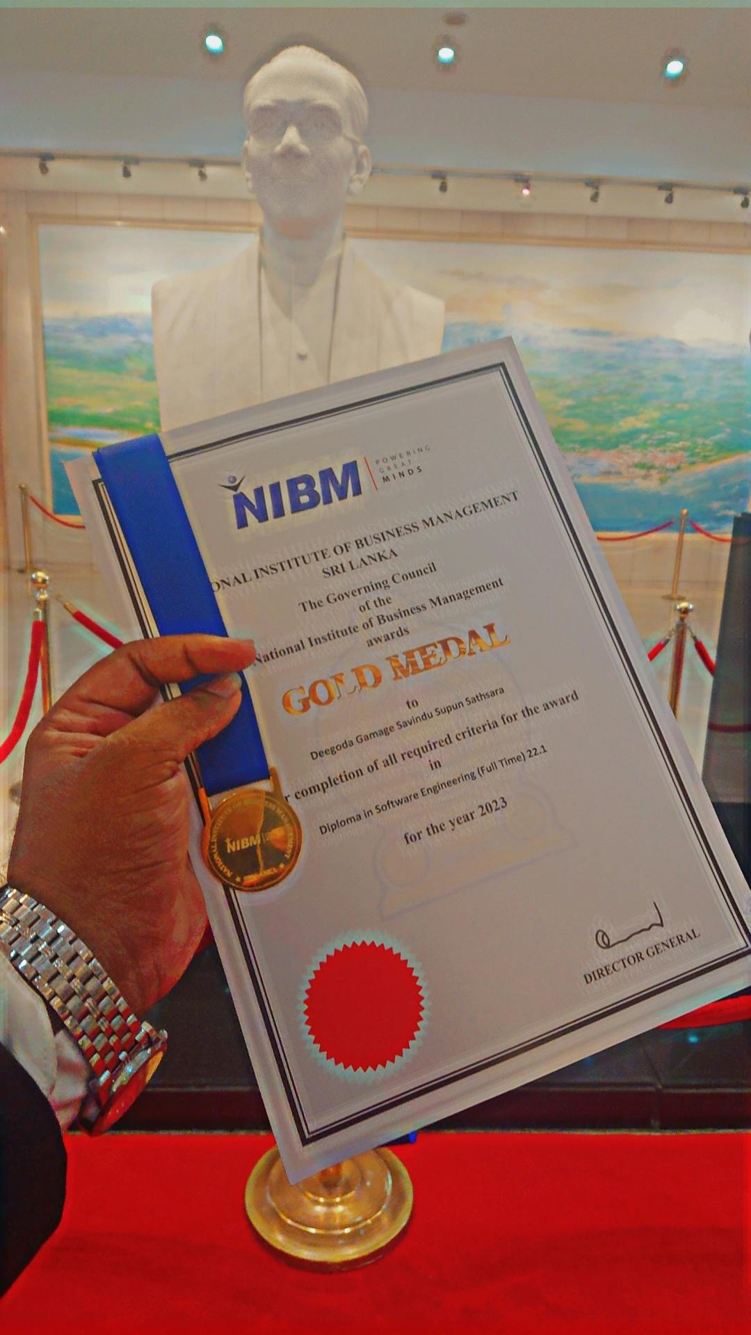 Gold medal for the best Academic performance in all NIBM campuses